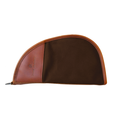 Large Revolver Case - Espresso Coated Canvas Front Angle in Color 'Espresso Coated Canvas'