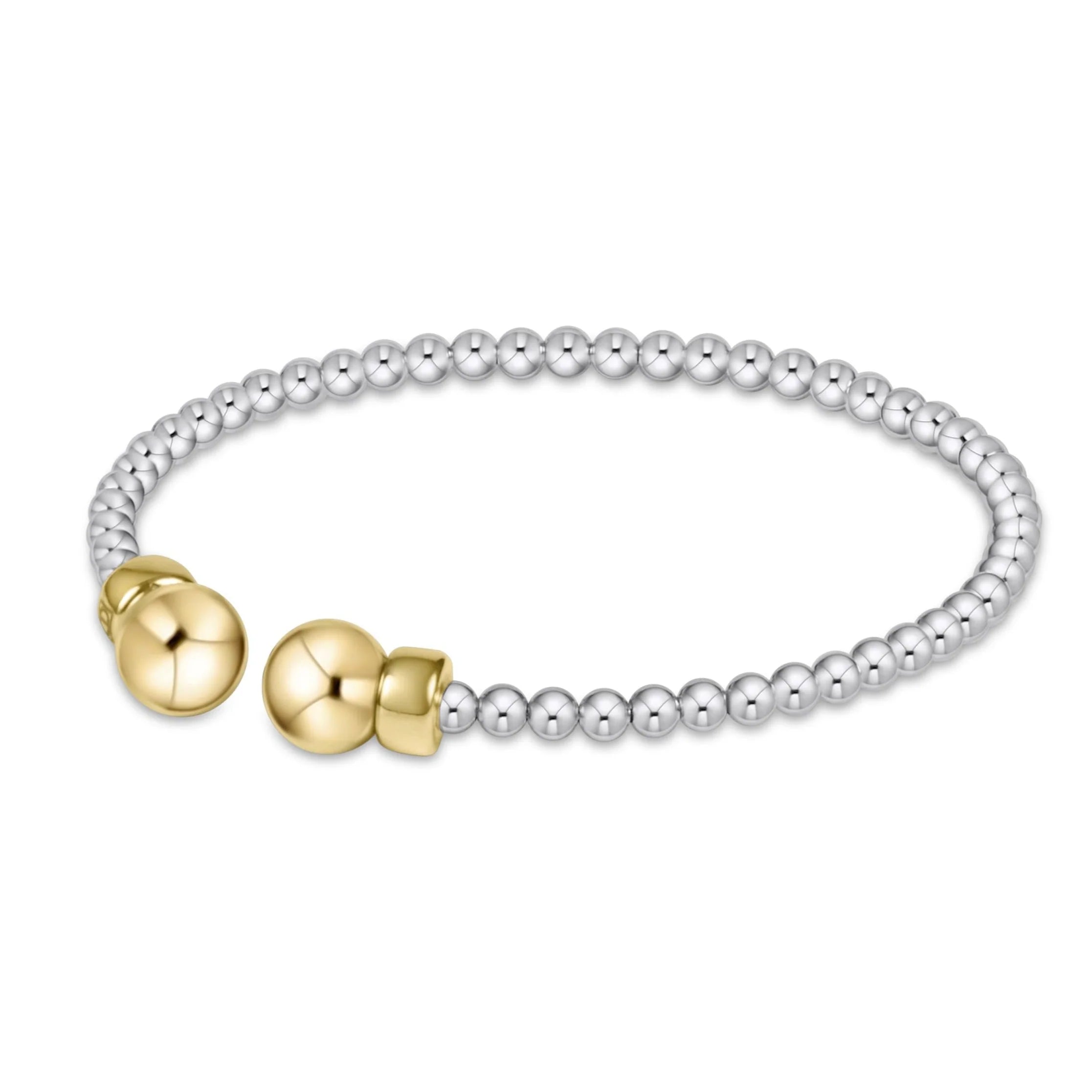 classic sterling mixed metal 3mm bead cuff gold