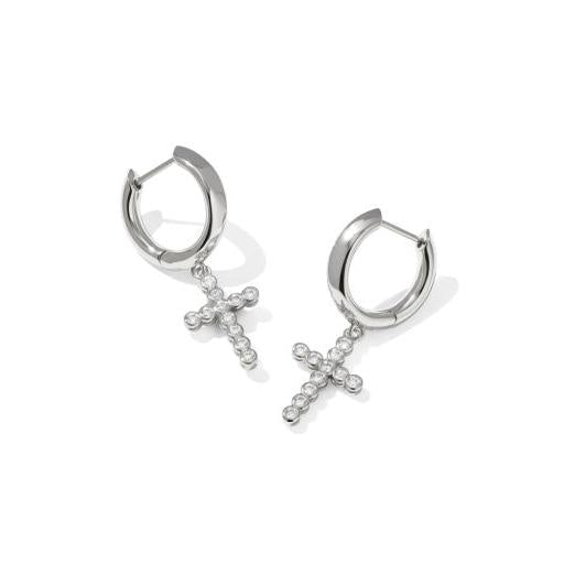 Cross Crystal Huggie Earrings