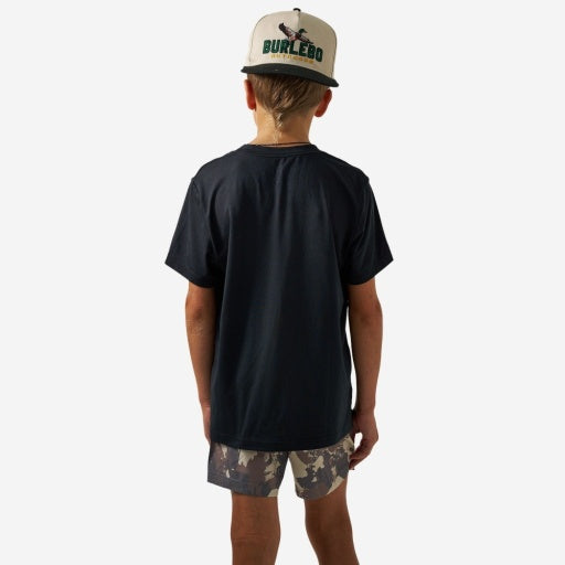 Youth Go To Tee - Flying B Logo - Black And Classic Deer Camo