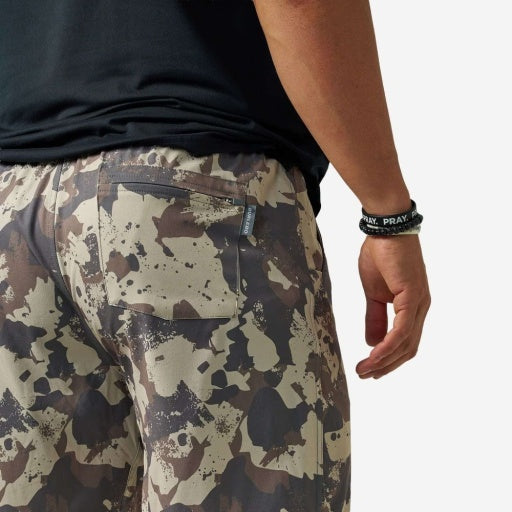 BURLEBO men's Splatter Camo athletic shorts — 7-inch inseam