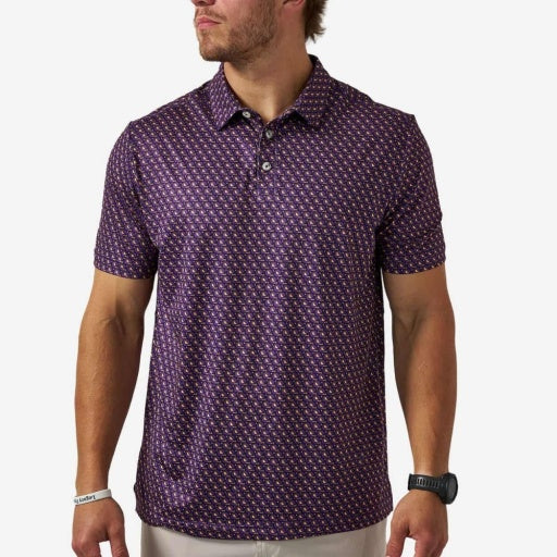 Performance Polo - Vintage Helmets - Purple And Yellow