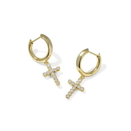 Cross Crystal Huggie Earrings