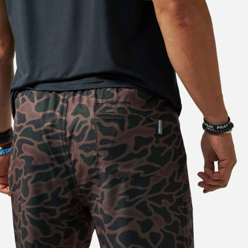 BURLEBO men's Bendita Camo athletic shorts — 7-inch inseam