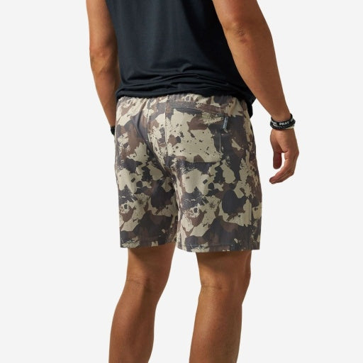 BURLEBO men's Splatter Camo athletic shorts — 7-inch inseam