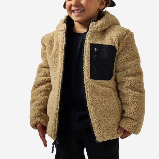 Youth Mountain Fleece - Reversible Hoodie Jacket - Tan - image 6