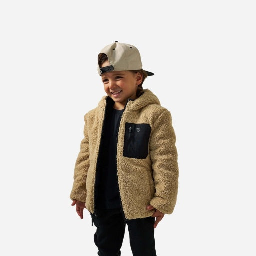 Youth Mountain Fleece - Reversible Hoodie Jacket - Tan