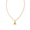 Kendra Scott Crystal Letter Gold Short Pendant Necklace in White Crystal A