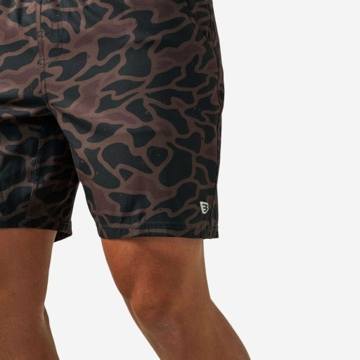 BURLEBO men's Bendita Camo athletic shorts — 7-inch inseam