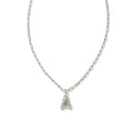 Kendra Scott Crystal Letter Silver Short Pendant Necklace in White Crystal A