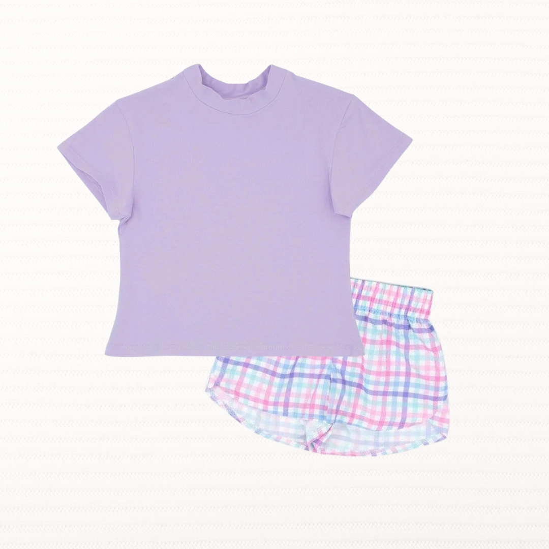 Steph Shorts, Plaid Blue Sky