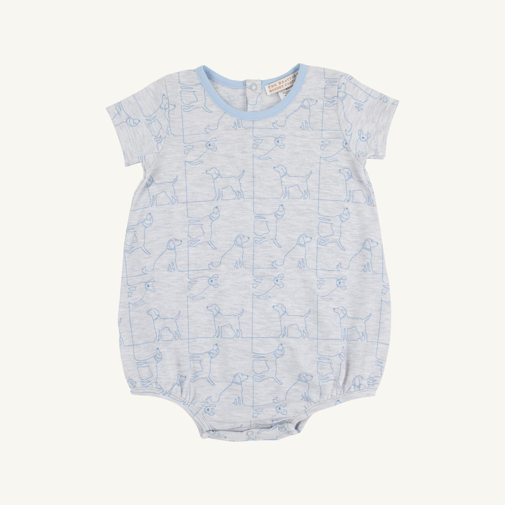 Short Sleeve Patton Play Bubble - Puppy Puzzle with Beale Street Blue