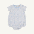 Short Sleeve Patton Play Bubble - Puppy Puzzle with Beale Street Blue | Baby Shower Sidney Lunsford
