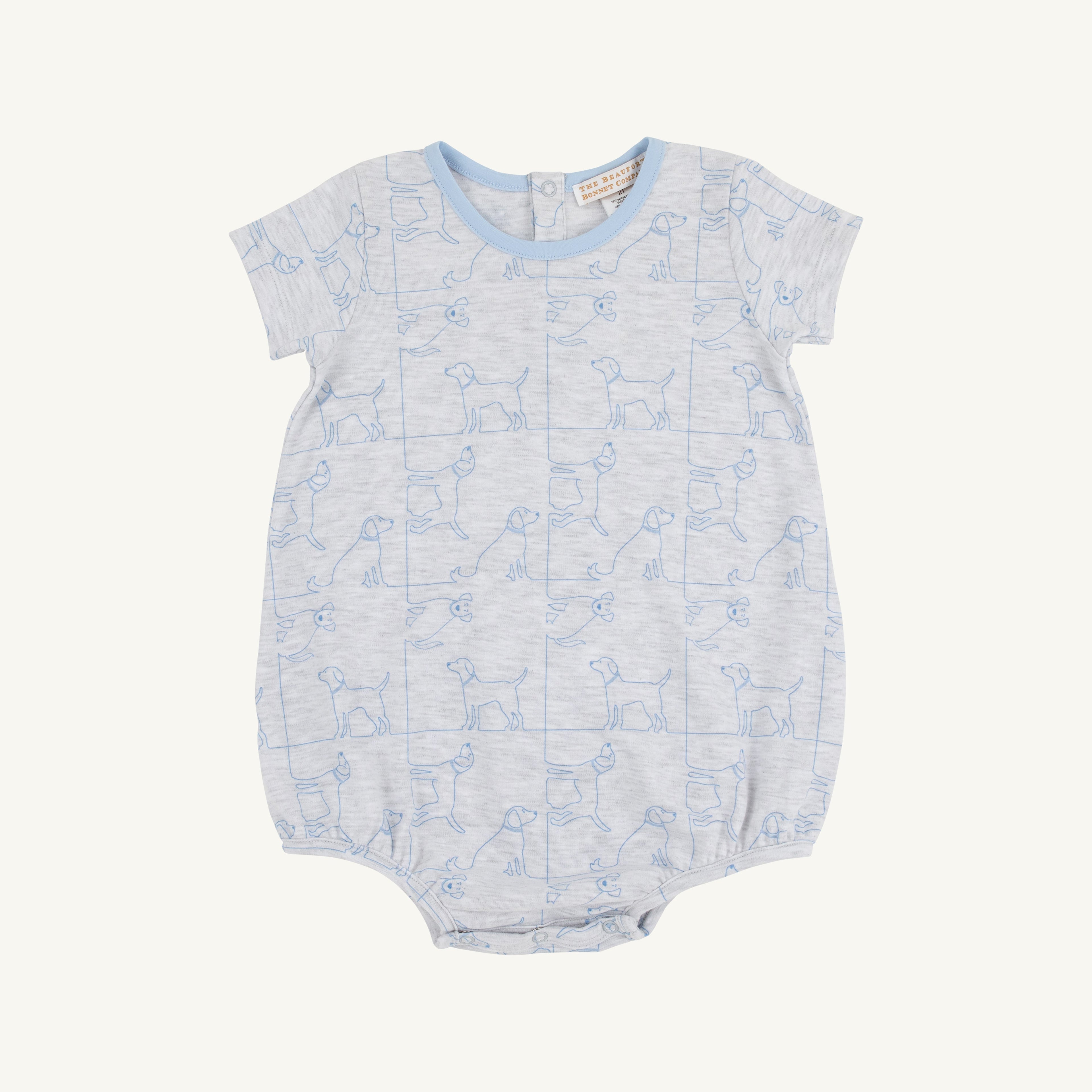 Short Sleeve Patton Play Bubble - Puppy Puzzle with Beale Street Blue