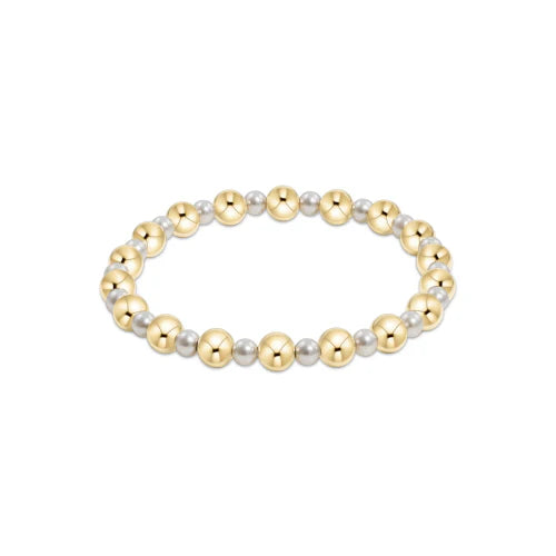 Pearl Grateful Pattern 4MM Bead Bracelet - 6MM Gold