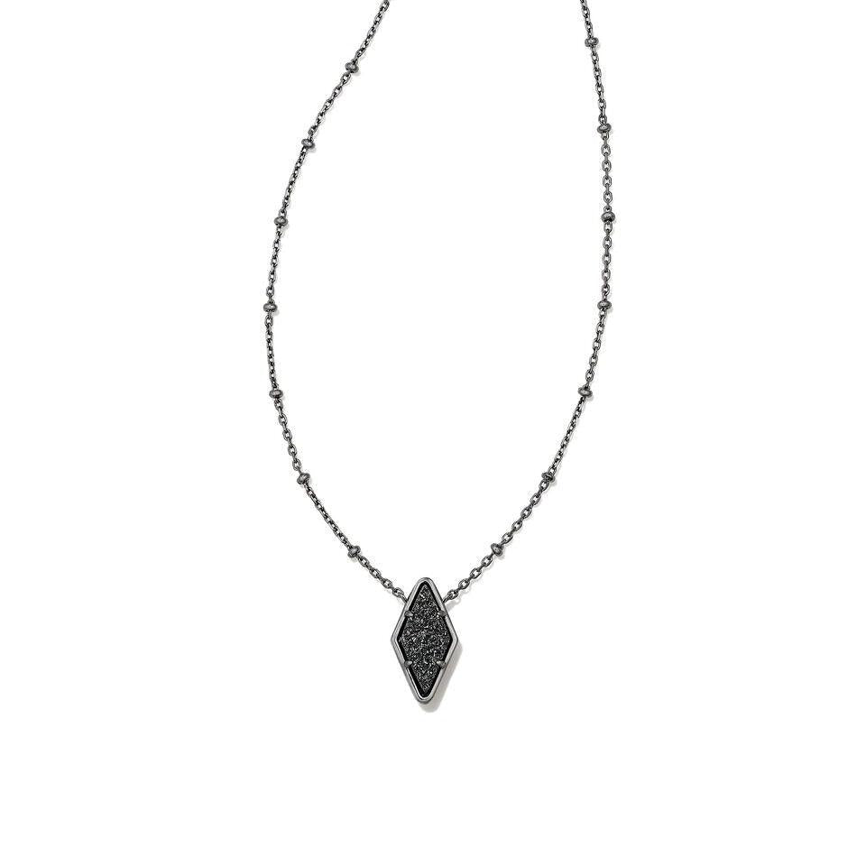 Kendra Scott Gunmetal Black Drusy Kinsley Short Pendant Necklace