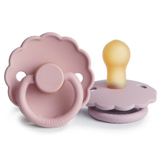 Mushie FRIGG Daisy Natural Rubber Pacifier 2-Pack Baby Pink/Soft Lilac