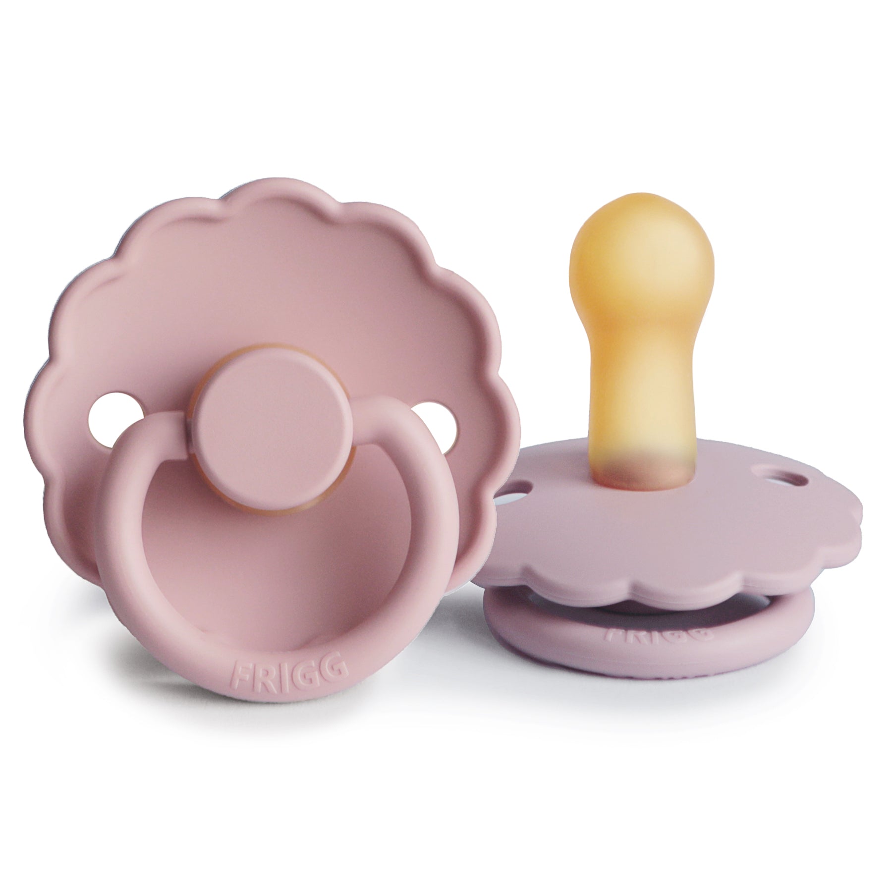 Mushie FRIGG Daisy Natural Rubber Pacifier 2-Pack Baby Pink/Soft Lilac
