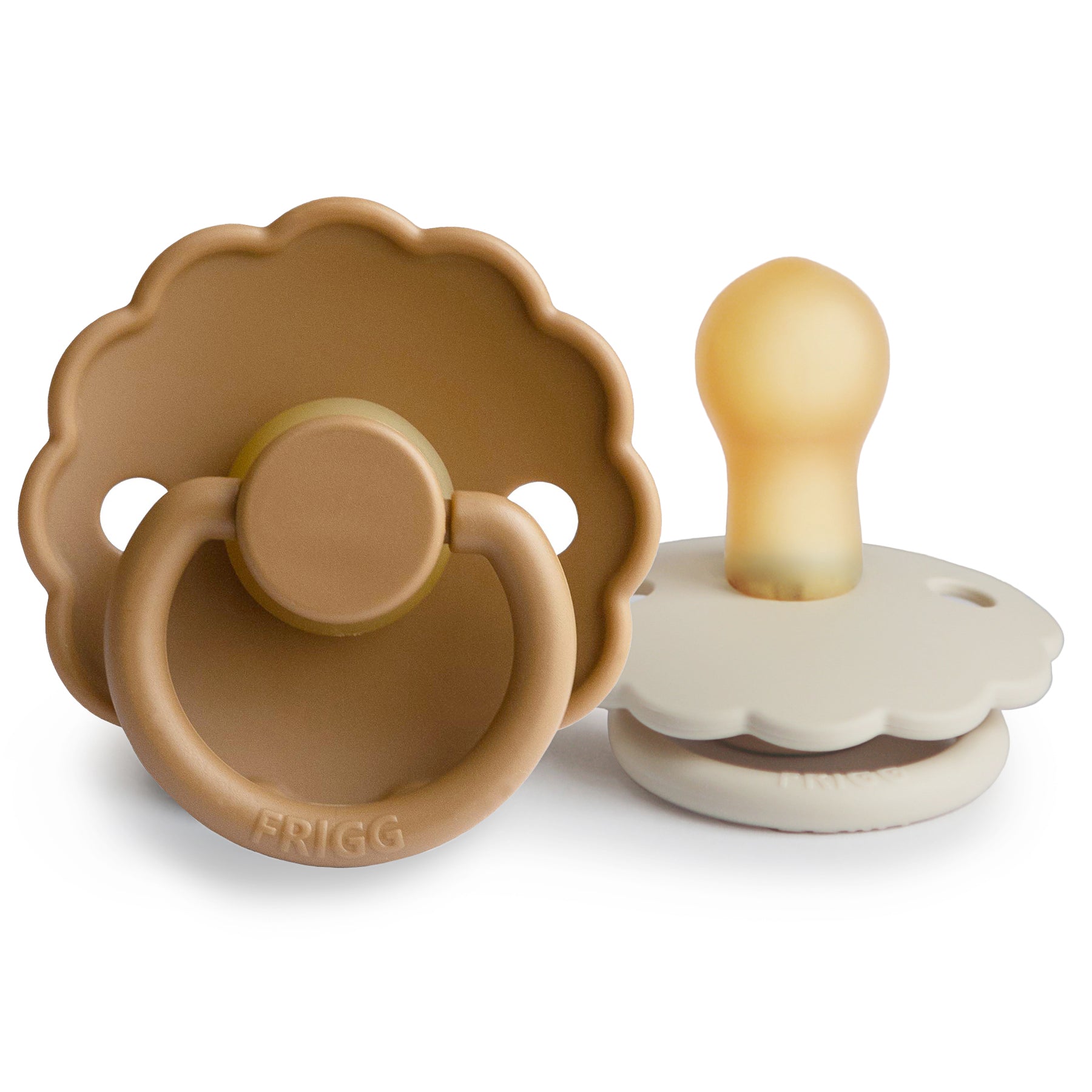 Mushie FRIGG Daisy Natural Rubber Pacifier 2-Pack Cappuccino/Cream