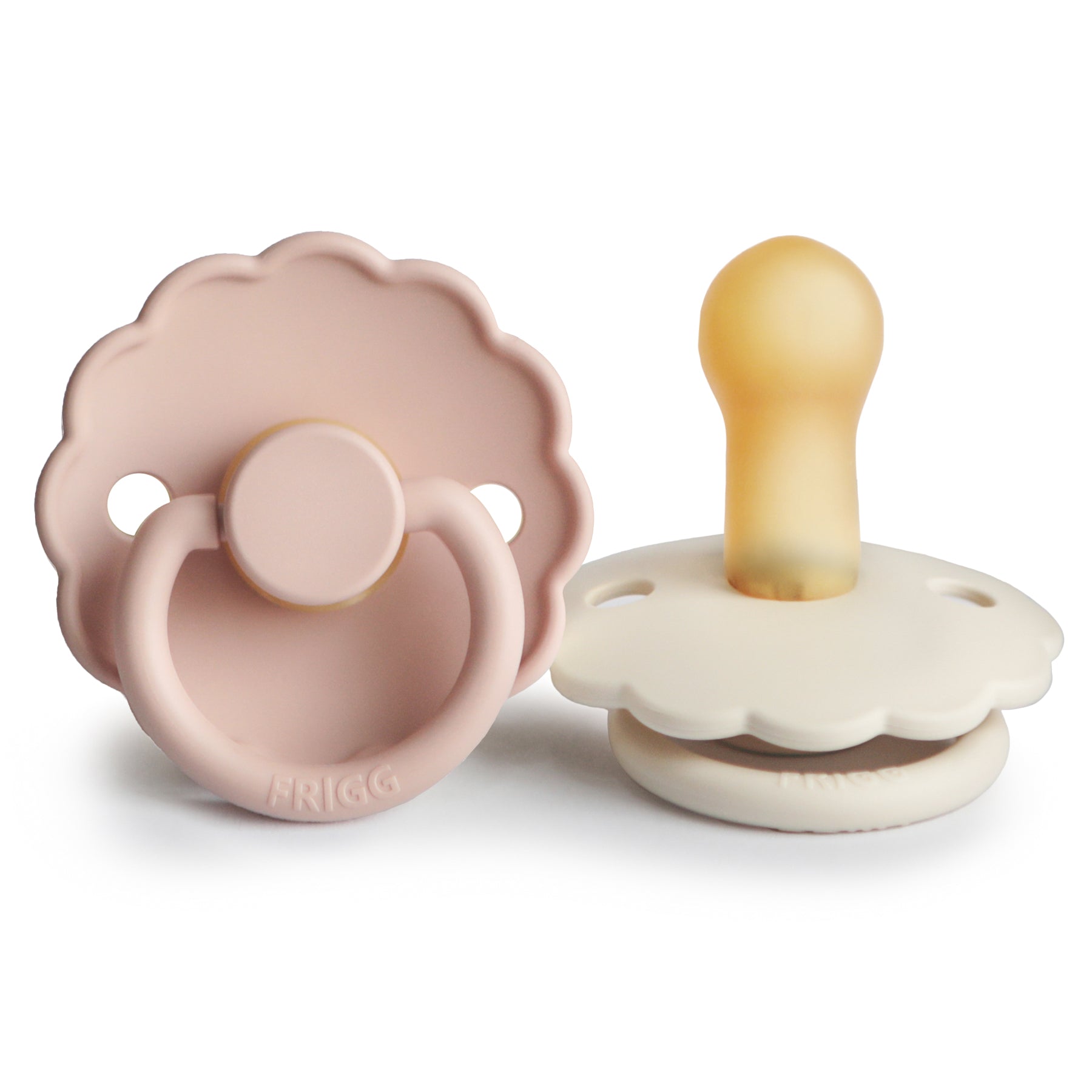Mushie FRIGG Daisy Natural Rubber Pacifier 2-Pack Blush/Cream