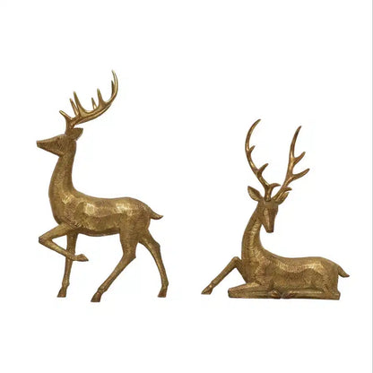 Gold Resin Deer, Set of 2