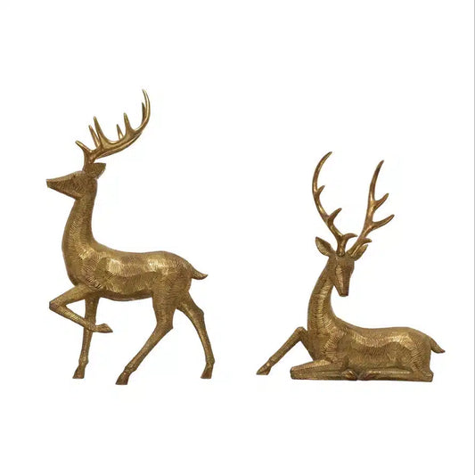 Gold Resin Deer, Set of 2