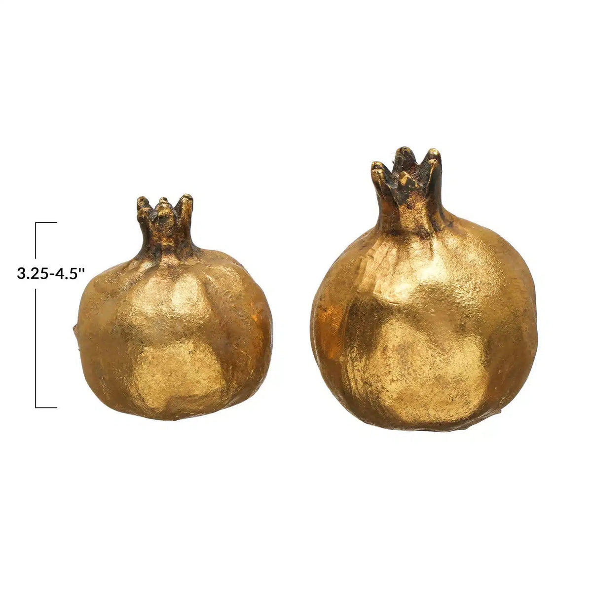 Antique Gold Finish Resin Pomegranates, Set Of 2