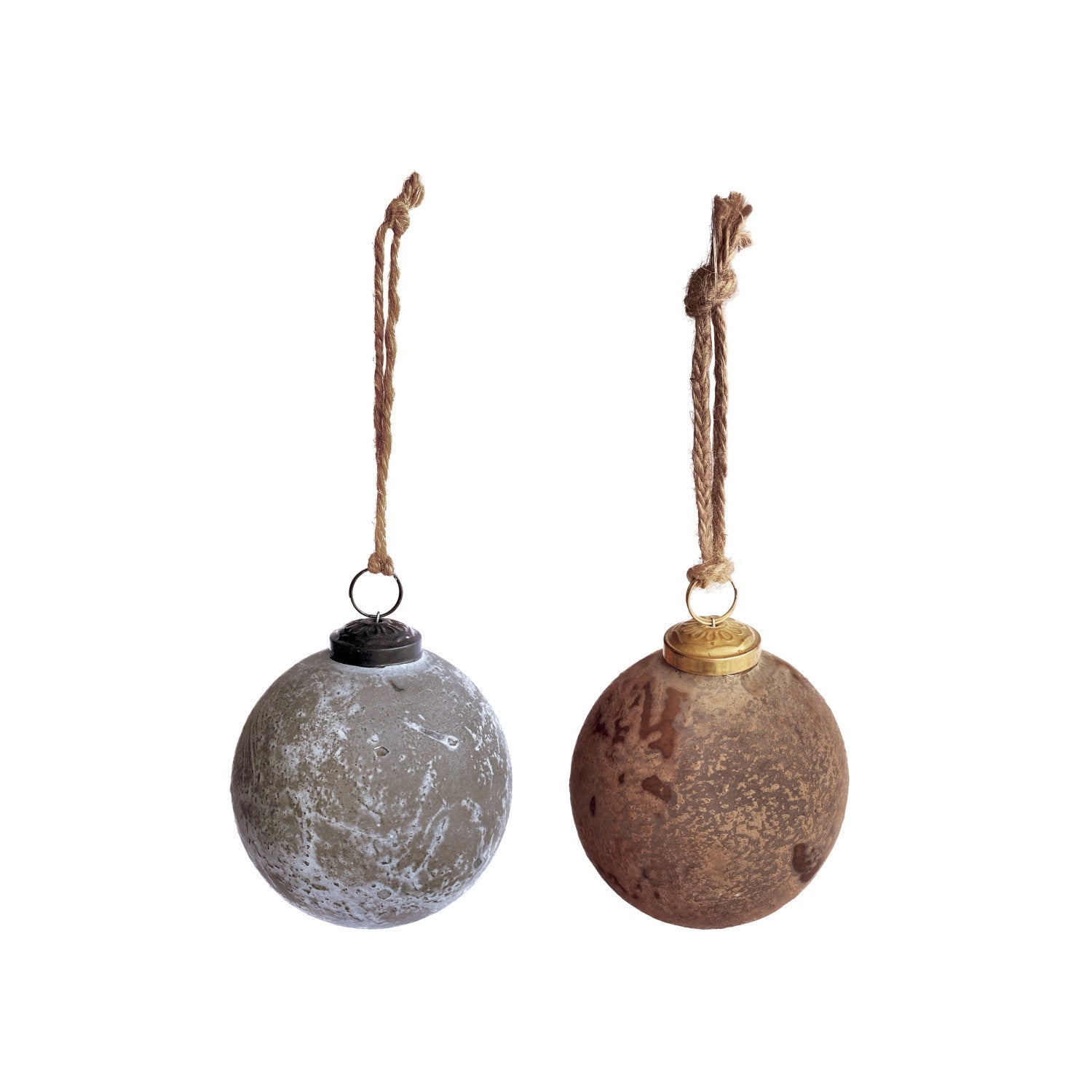 Recycled Glass Ball Ornament, Distressed Frosted Finish, 2 Colors