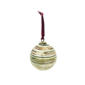 Recycled Glass Ball Ornament w/ Stripes & Velvet Ribbon Hanger, Multi Color