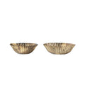 Decorative Metal Fluted Bowls, Antique Brass Finish, Set of 2