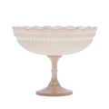 9" Round x 7-1/4"H Pressed Glass Scalloped Footed Bowl, Blush Color