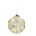6" Round Glass Ball Ornament with Sequins, Gold Finish