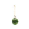 3" Round Glass Ball Ornament, Marbled Green & Gold Finish