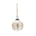 Hand-Painted Etched Glass Ball Ornament with Botanicals Design