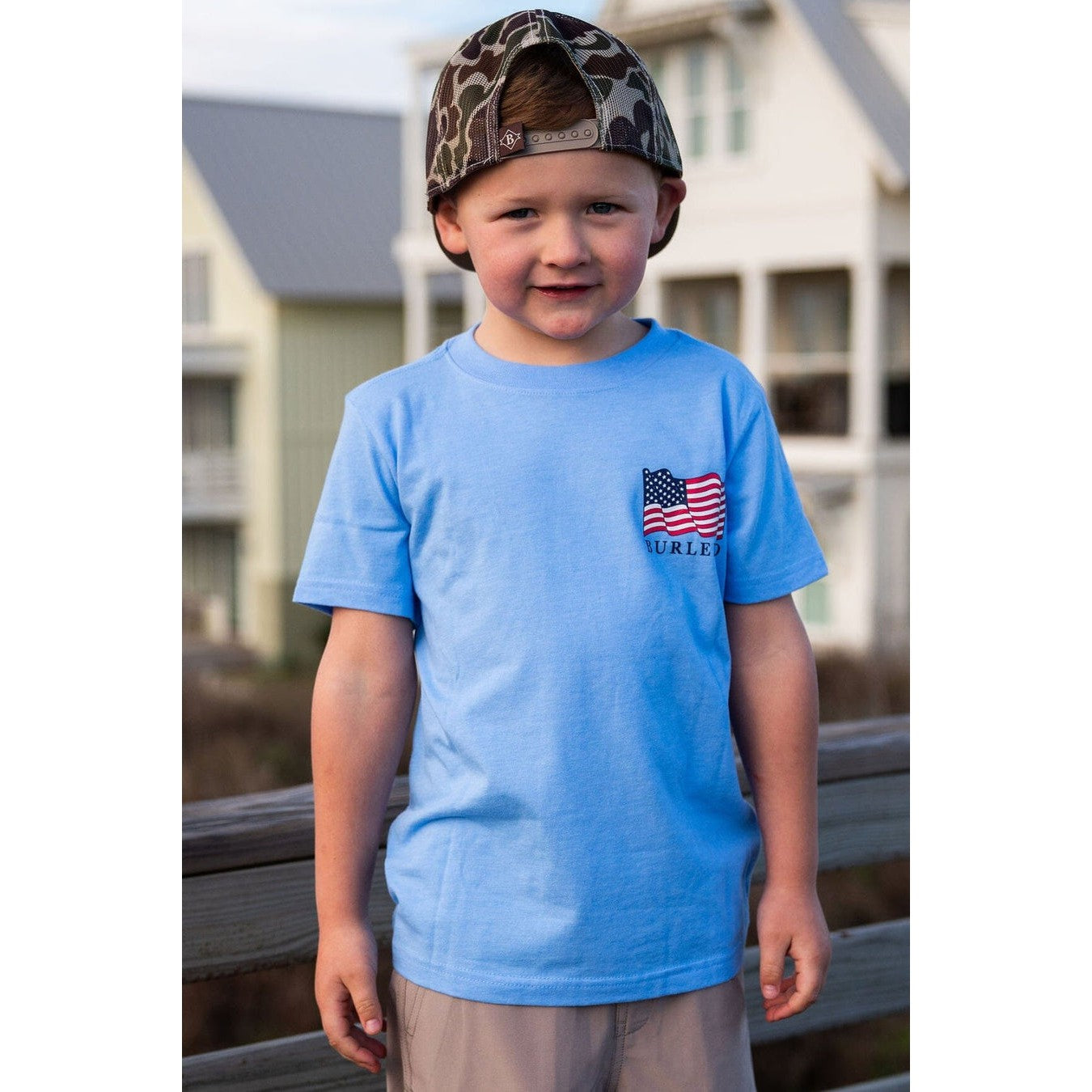 Burlebo Youth Short Sleeve Tee America Knows How to Party | Heather Periwinkle