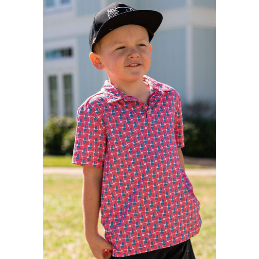 Burlebo Youth Performance Polo in American Flags