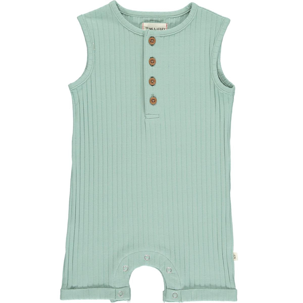 Me & Henry Ribbed Henley Playsuit in Sage