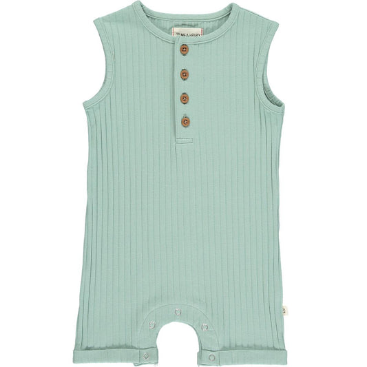 Me & Henry Ribbed Henley Playsuit in Sage