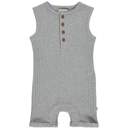 Me & Henry Ribbed Henley Playsuit in Grey