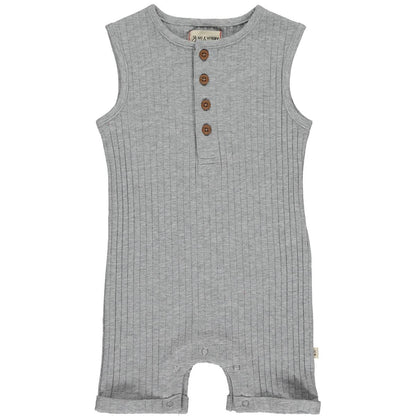 Me & Henry Ribbed Henley Playsuit in Grey