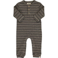 Me & Henry Mason Rib Romper in Tan/Brown Stripe