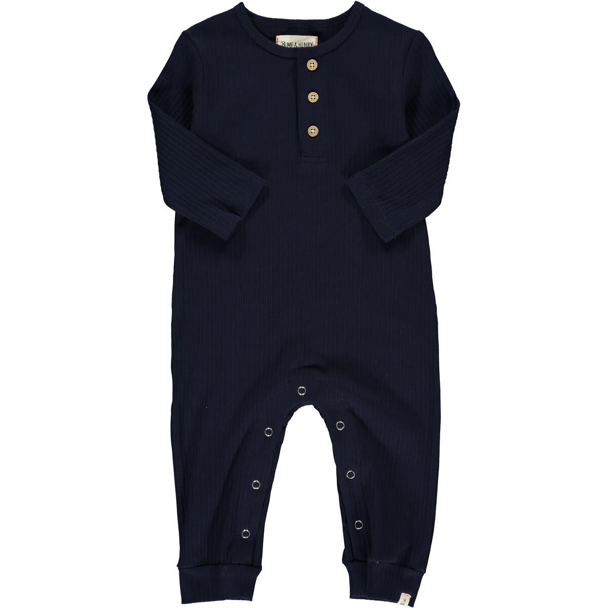 Me & Henry Mason Rib Romper in Navy Rib
