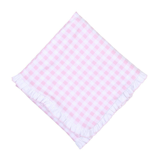 Baby Checks Essentials Pink Ruffle Receiving Blanket