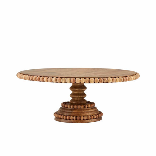Beaded Wood Pedestal Stand