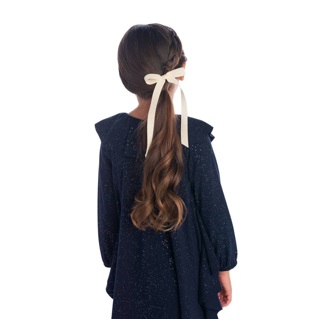 Pleated Long Tail Satin Bow