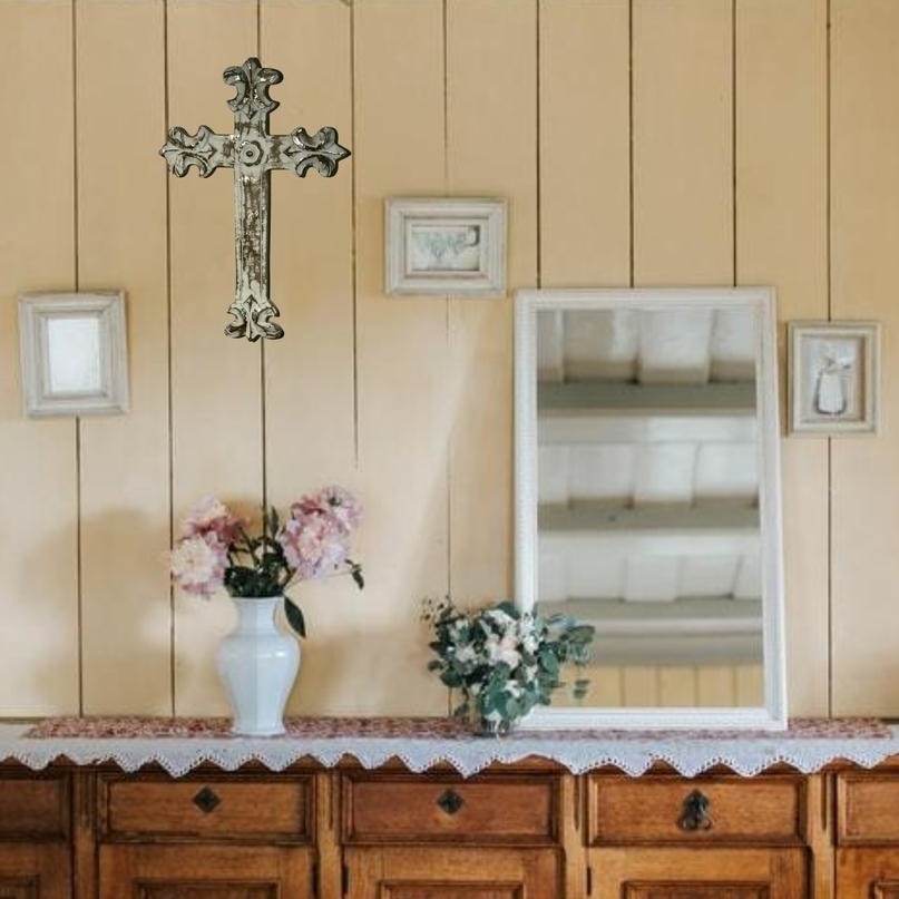 Hand-Carved Wood Santa Clara Wall Cross-Wilco Home-Lasting Impressions