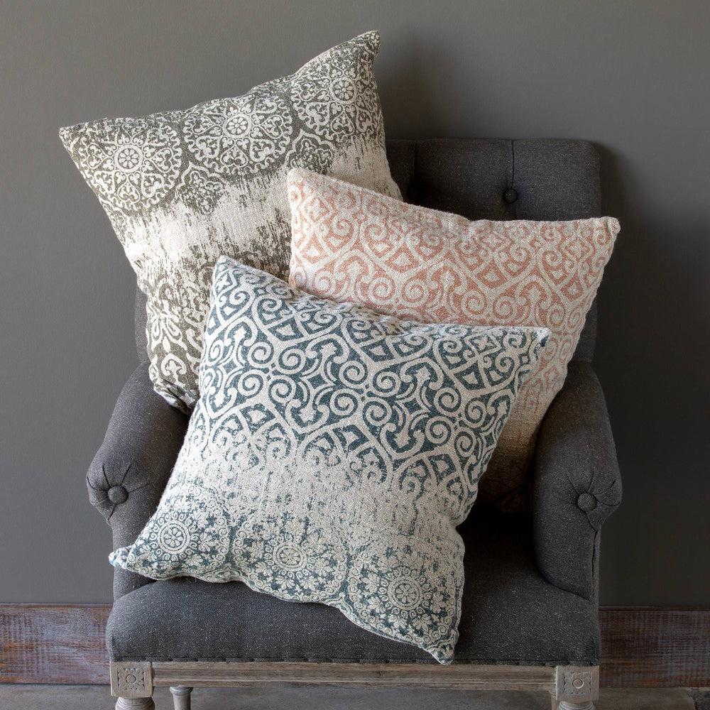 Soft Grey Vintage Printed Linen Pillow-Park Hill-Lasting Impressions