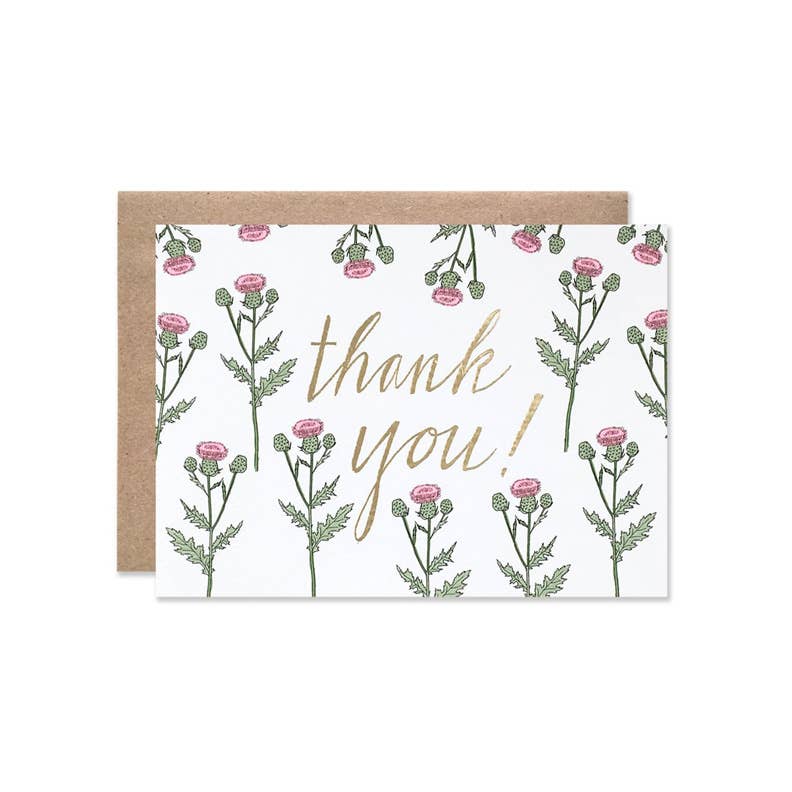 Thank You Thistle With Gold Foil Card-Hartland Brooklyn-Lasting Impressions