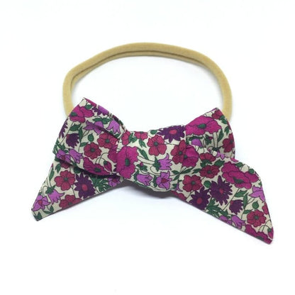 Purple Floral Chunky Hair Bow-The Tiny Bow Shop-Lasting Impressions