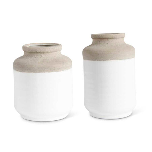 White and Natural Stone Ceramic Vases